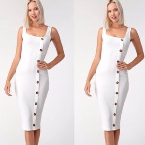White button detail midi dress